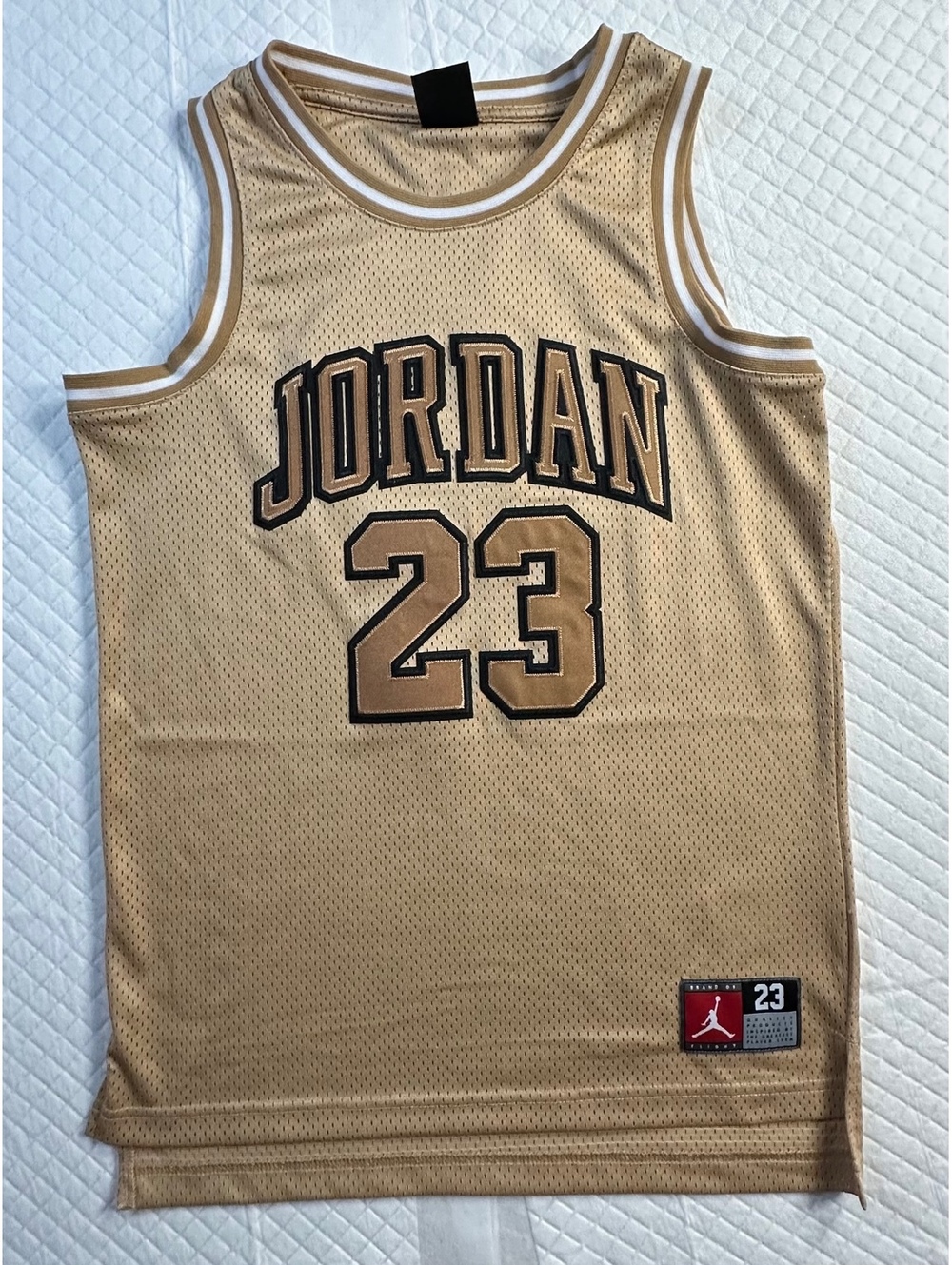 Jordan 23 Gold Mesh Basketball Jersey Tank Top